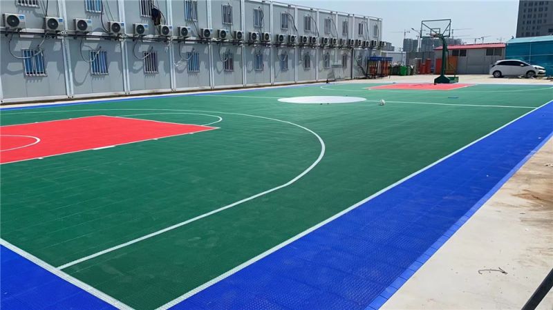 悬浮拼装运动地板-篮球场 (红绿蓝) 