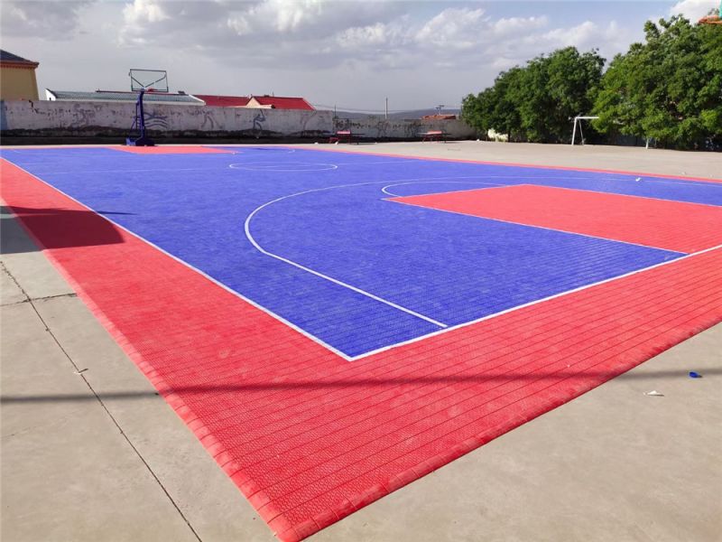 悬浮拼装运动地板-篮球场 (红蓝色)
